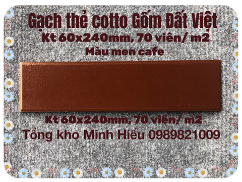 Gạch thẻ Gốm Đất Việt kt 60x240 cm màu men cafe 